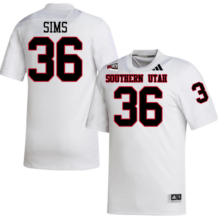 Southern Utah Thunderbirds #36 LeShaun Sims College Football Jerseys,Uniforms Stitched-White